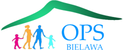 Logo OPS Rodzina trzymająca się za ręce pod dachem